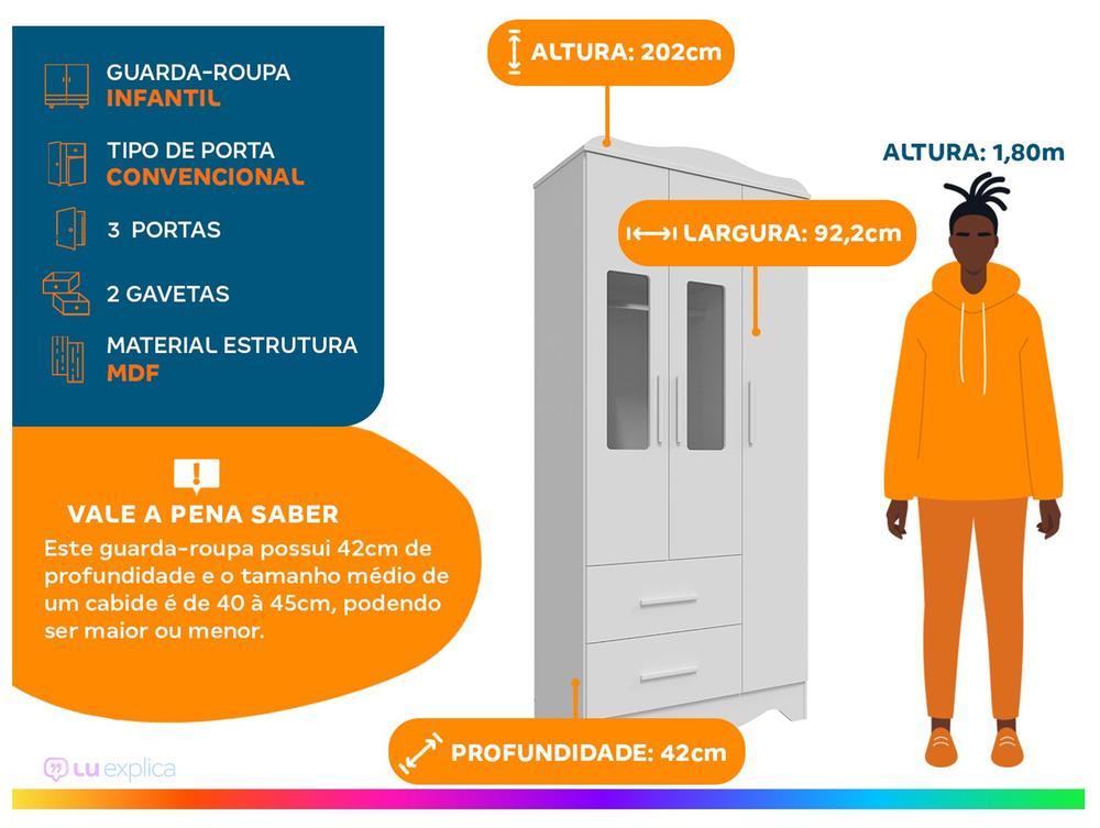 Guarda-roupa 2 Gavetas 3 Portas Moveis Peroba Harmonia - 2