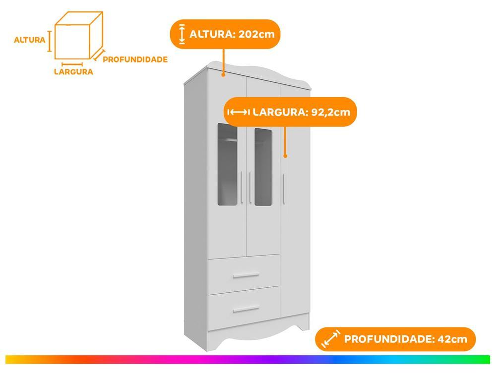 Guarda-roupa 2 Gavetas 3 Portas Moveis Peroba Harmonia - 3