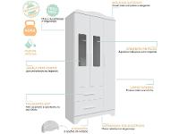 Guarda-roupa 2 Gavetas 3 Portas Moveis Peroba Harmonia - 7