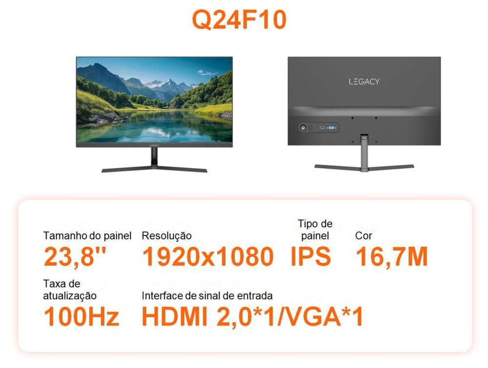Monitor 100Hz Full HD 1ms Legacy Q24F10 23,8" IPS LED VGA e HDMI Freeysnc G-sync - 2