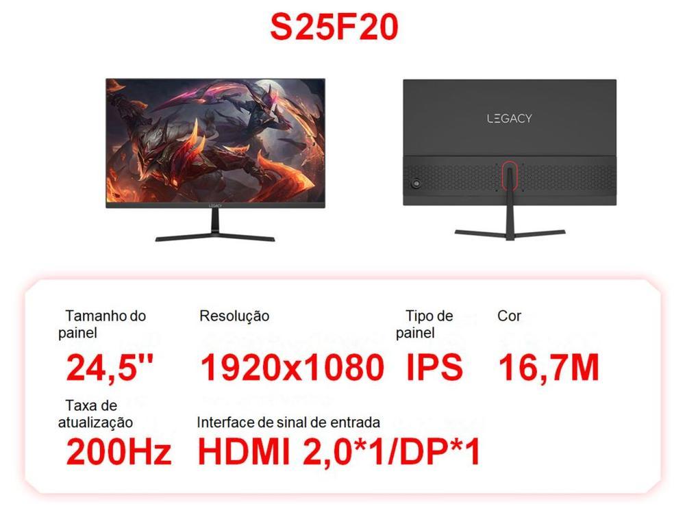 Monitor Gamer 200Hz 1ms Full HD Legacy S25F20 24,5" HDMI DisplayPort FreeSync e G-Sync - 2