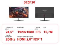 Monitor Gamer 200Hz 1ms Full HD Legacy S25F20 24,5" HDMI DisplayPort FreeSync e G-Sync - 2