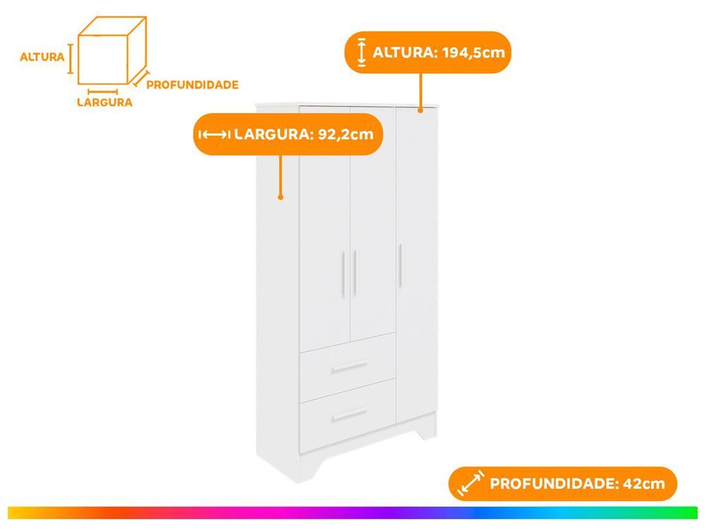 Guarda-roupa de Bebê 2 Gavetas 3 Portas Moveis Peroba Magia - 3