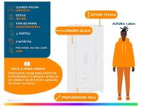 Guarda-roupa de Bebê 2 Gavetas 3 Portas Moveis Peroba Magia - 2