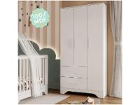 Guarda-roupa de Bebê 2 Gavetas 3 Portas Moveis Peroba Magia