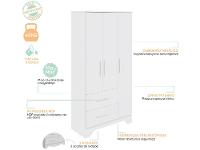 Guarda-roupa de Bebê 2 Gavetas 3 Portas Moveis Peroba Magia - 9