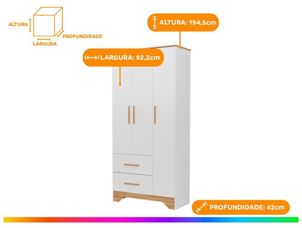 Guarda-roupa de Bebê 2 Gavetas 3 Portas Moveis Peroba Magia - 3