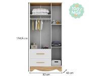 Guarda-roupa de Bebê 2 Gavetas 3 Portas Moveis Peroba Magia - 6