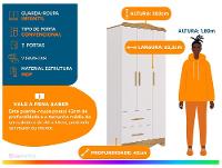 Guarda-roupa 2 Gavetas 3 Portas Moveis Peroba Harmonia - 2