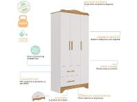 Guarda-roupa 2 Gavetas 3 Portas Moveis Peroba Harmonia - 6