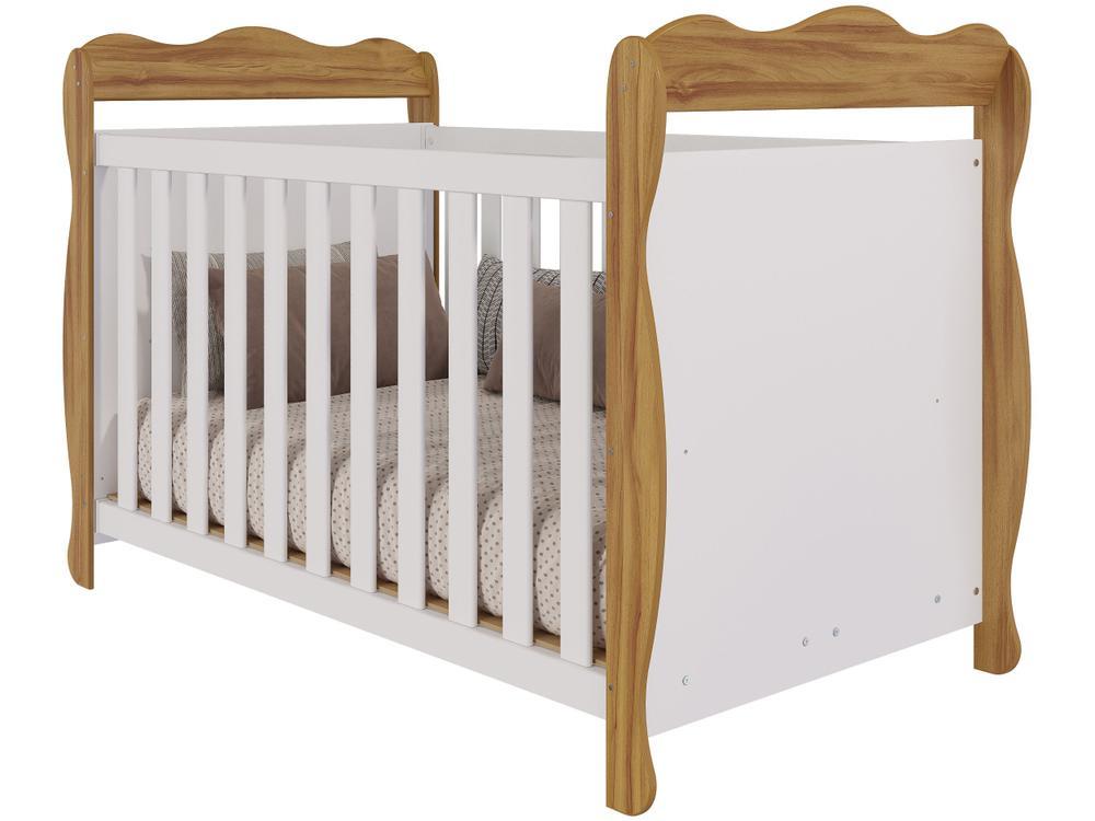Berço Mini Cama Branco e Amêndoa Moveis Peroba Ninho - 1