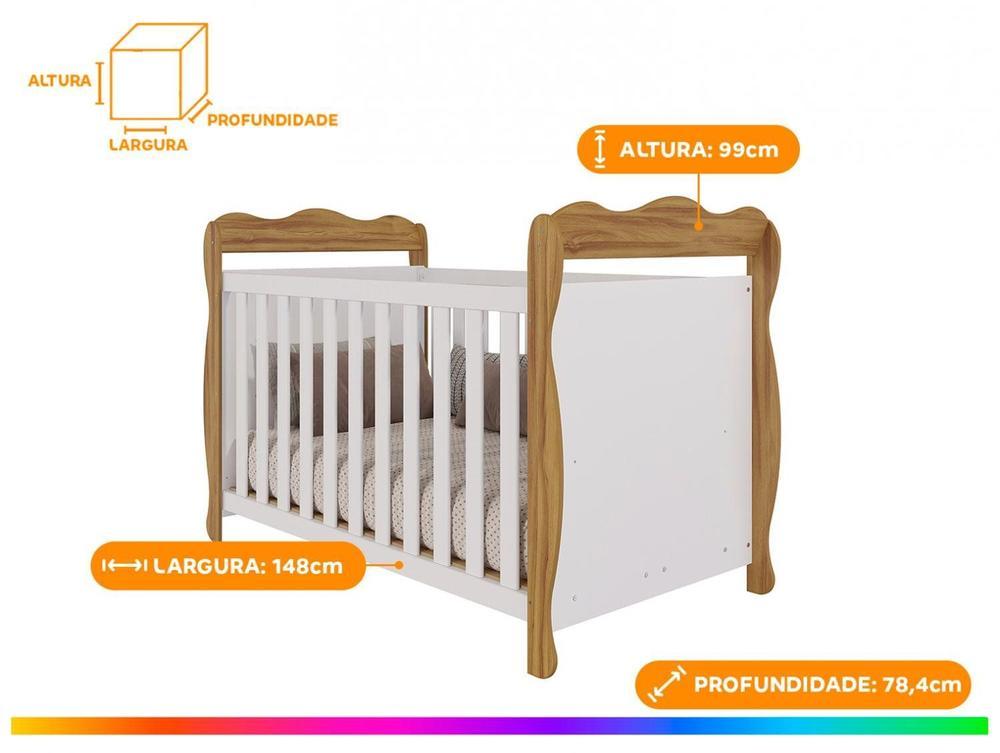 Berço Mini Cama Branco e Amêndoa Moveis Peroba Ninho - 2