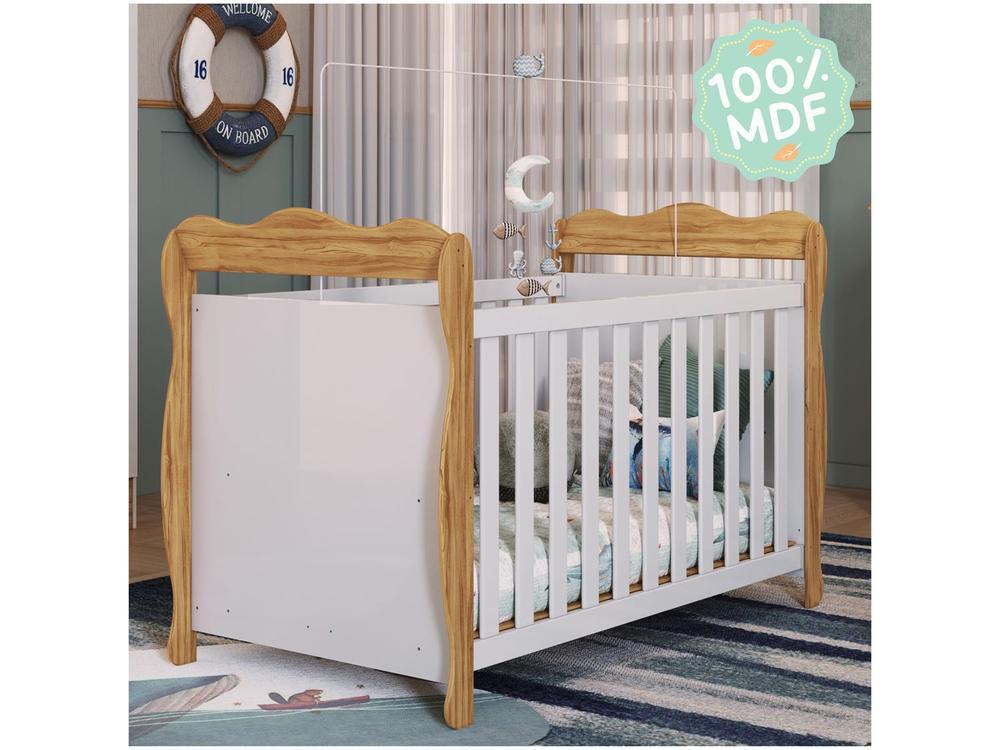 Berço Mini Cama Branco e Amêndoa Moveis Peroba Ninho - 3