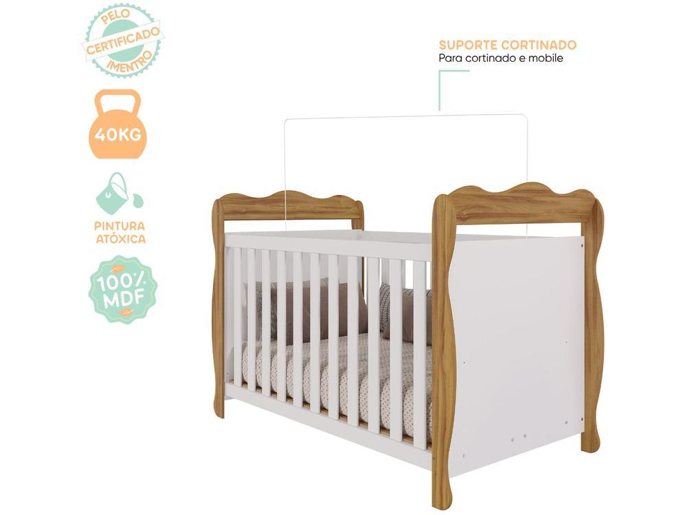 Berço Mini Cama Branco e Amêndoa Moveis Peroba Ninho - 5