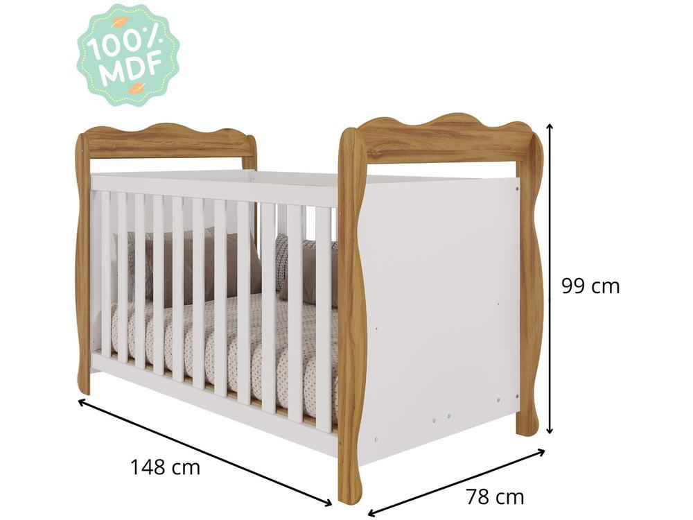 Berço Mini Cama Branco e Amêndoa Moveis Peroba Ninho - 7