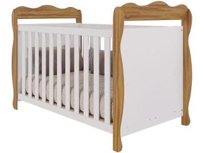 Berço Mini Cama Branco e Amêndoa Moveis Peroba Ninho