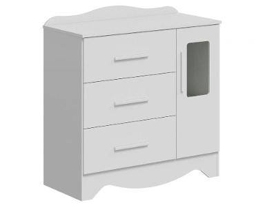 Cômoda de Bebê 3 Gavetas Moveis Peroba Harmonia com Vidro