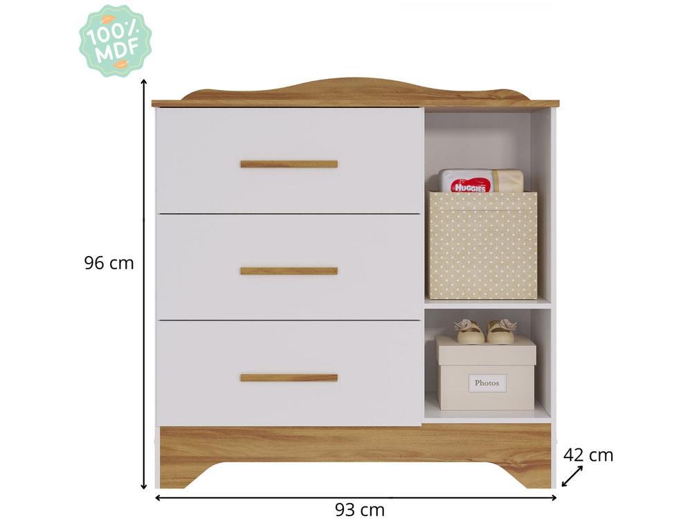 Cômoda de Bebê 3 Gavetas Moveis Peroba Harmonia - 8