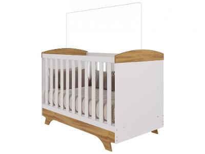 Berço Mini Cama Branco e Amêndoa Móveis Peroba Magia