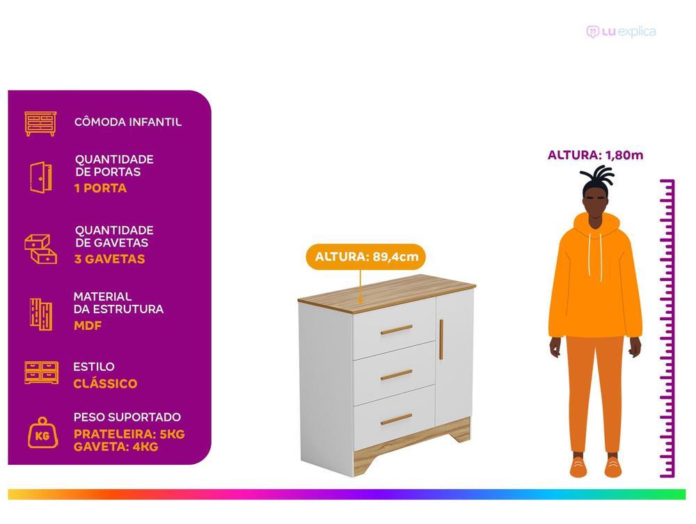 Cômoda Infantil 3 Gavetas Moveis Peroba Magia - 2
