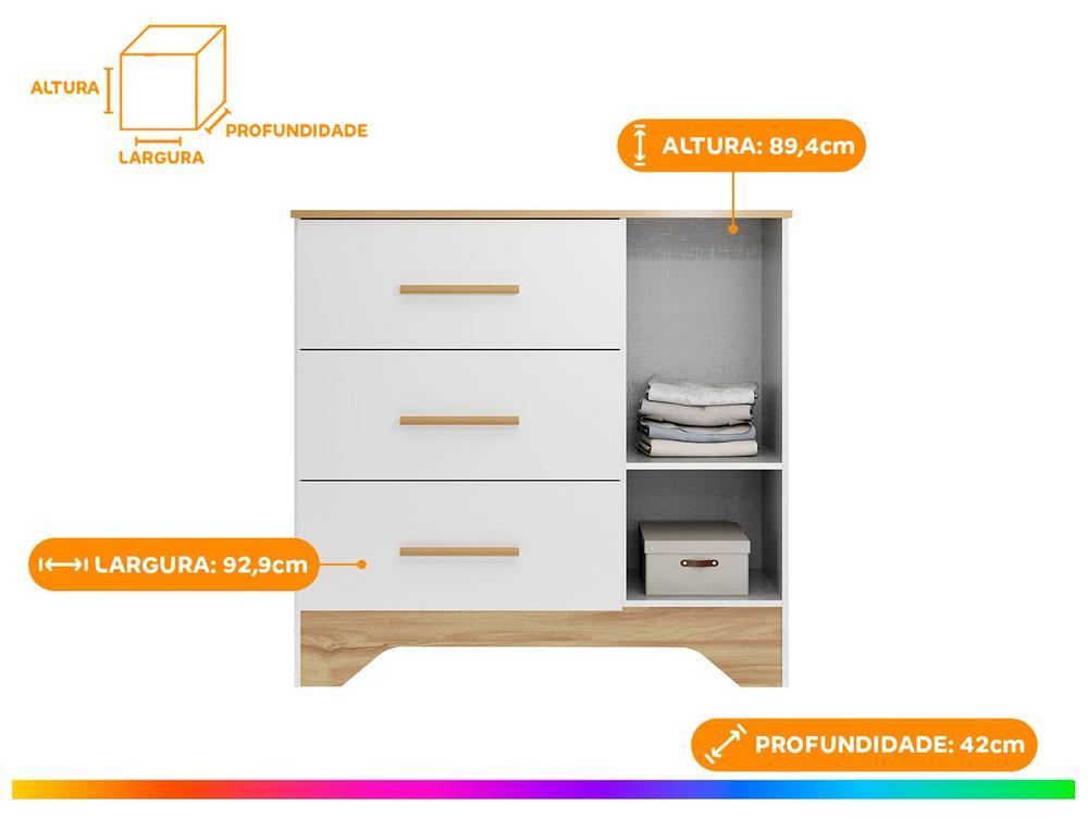 Cômoda Infantil 3 Gavetas Moveis Peroba Magia - 3