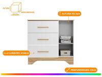 Cômoda Infantil 3 Gavetas Moveis Peroba Magia - 3