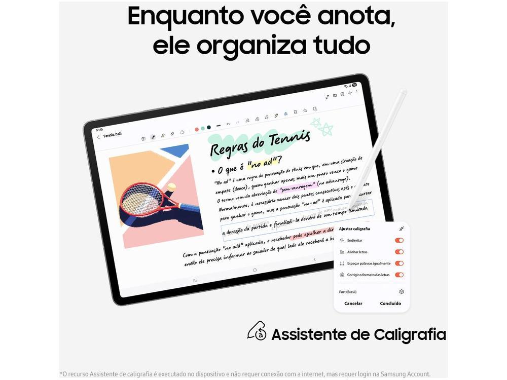 Tablet Samsung Galaxy Tab S10 FE com Capa e Caneta  S Pen 8GB RAM 128GB 10,9" Android 15 Exynos 1580 Wi-Fi - 6