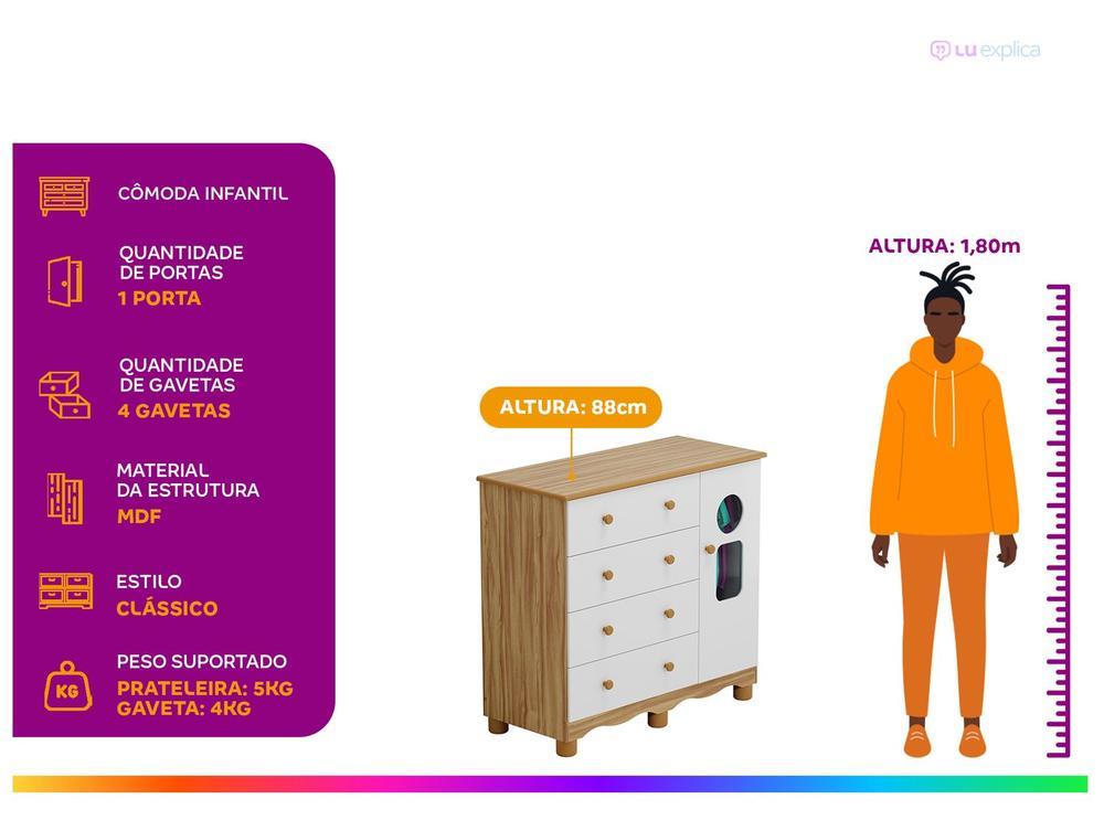 Cômoda de Bebê 4 Gavetas Moveis Peroba Ninho - 2