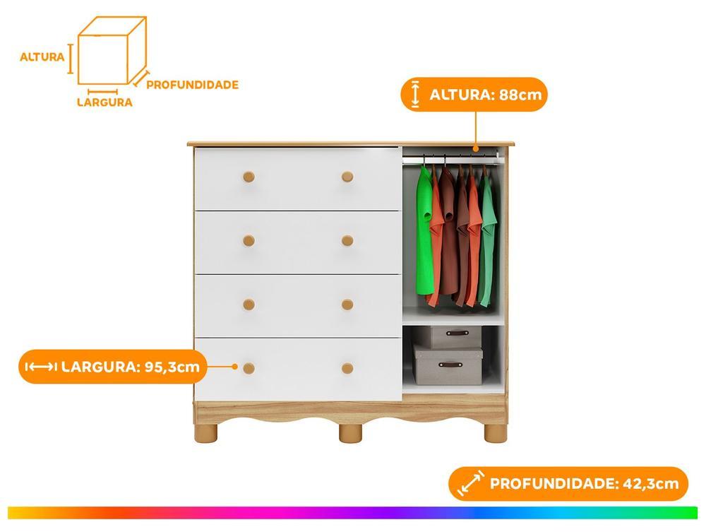 Cômoda de Bebê 4 Gavetas Moveis Peroba Ninho - 3