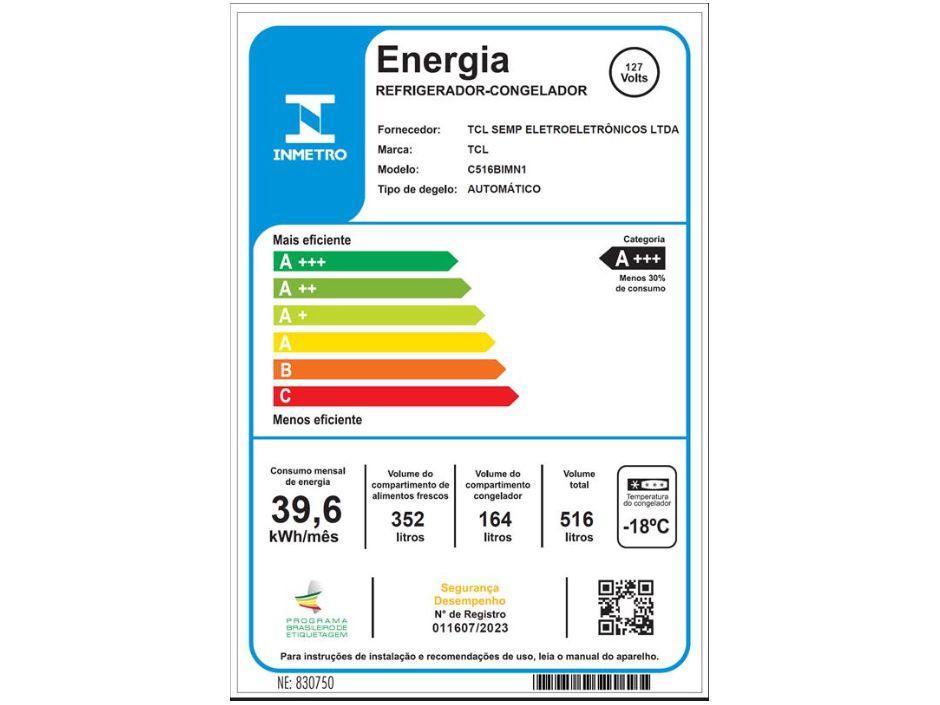Geladeira/Refrigerador TCL Frost Free Side by Side 516L C516SBIMN1 - 6