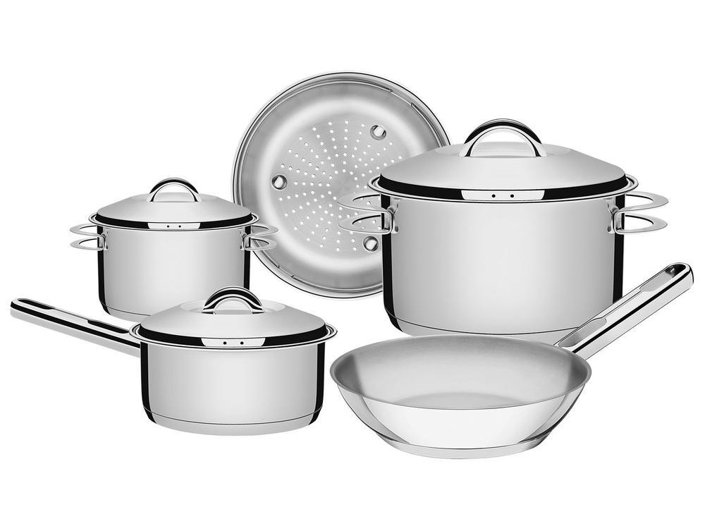 Jogo de Panelas Tramontina Inox Fundo Triplo 5 Peças Solar - 1