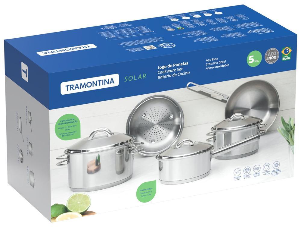 Jogo de Panelas Tramontina Inox Fundo Triplo 5 Peças Solar - 4