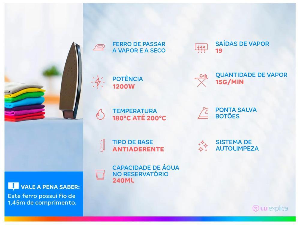 Ferro de Passar Roupa a Vapor e a Seco Black+Decker FX1050 Branco e Roxo - 2