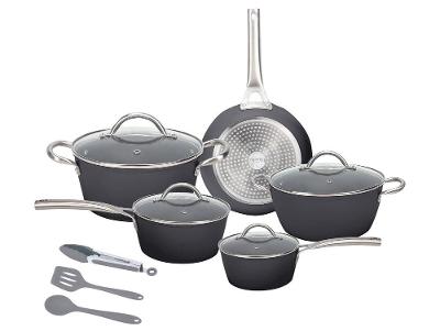 Jogo de Panelas Neuhaus Revestimento Cerâmico de Alumínio Forjado Preto Fundo Triplo 8 Peças Ceramic Prime