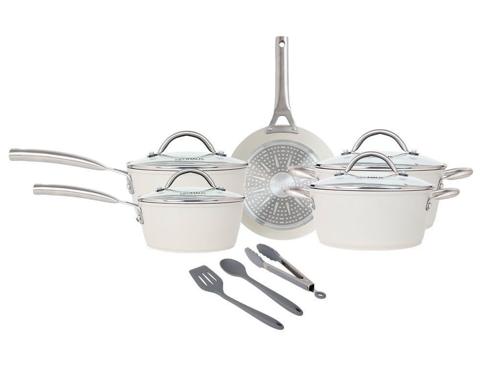 Jogo de Panelas Neuhaus Revestimento Cerâmico de Alumínio Forjado Off White Fundo Triplo 8 Peças Ceramic Prime - 2