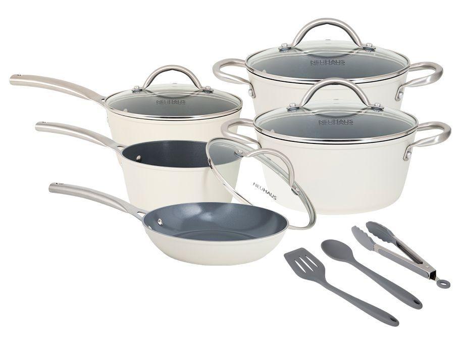 Jogo de Panelas Neuhaus Revestimento Cerâmico de Alumínio Forjado Off White Fundo Triplo 8 Peças Ceramic Prime - 3