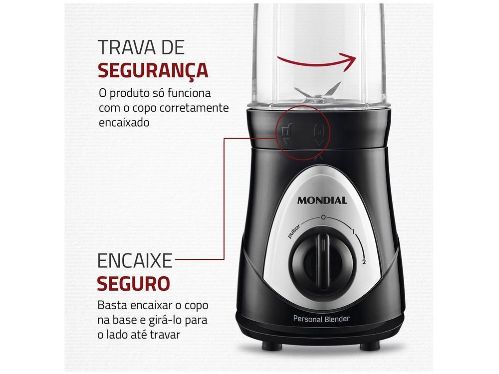 Liquidificador Mondial Personal Blender DG-01 2 Velocidades 300W Preto e Prata - 6