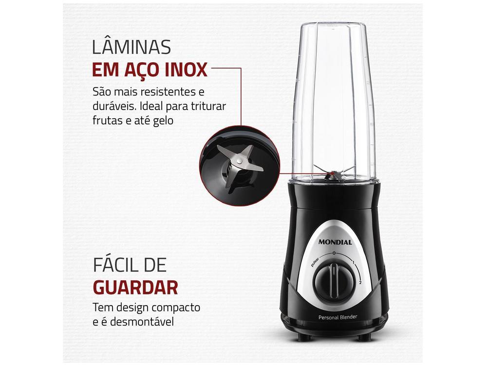 Liquidificador Mondial Personal Blender DG-01 2 Velocidades 300W Preto e Prata - 7