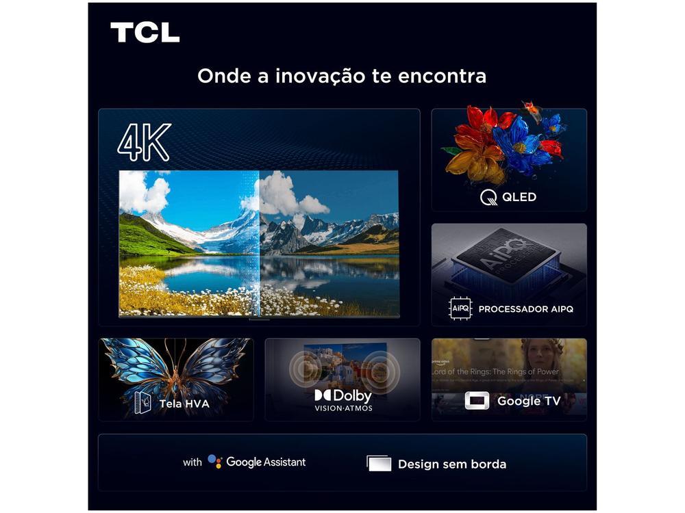 Smart TV 65" TCL 4K UHD QLED 65P7K Google TV AiPQ Google Assistente 3 HDMI 1 USB - 5