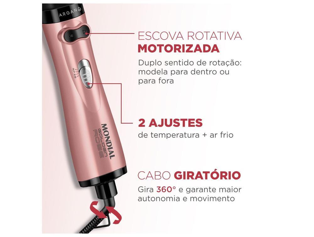Escova Rotativa Mondial Golden Rose ER-12-GR 1000W Cerâmica com Argan - 4
