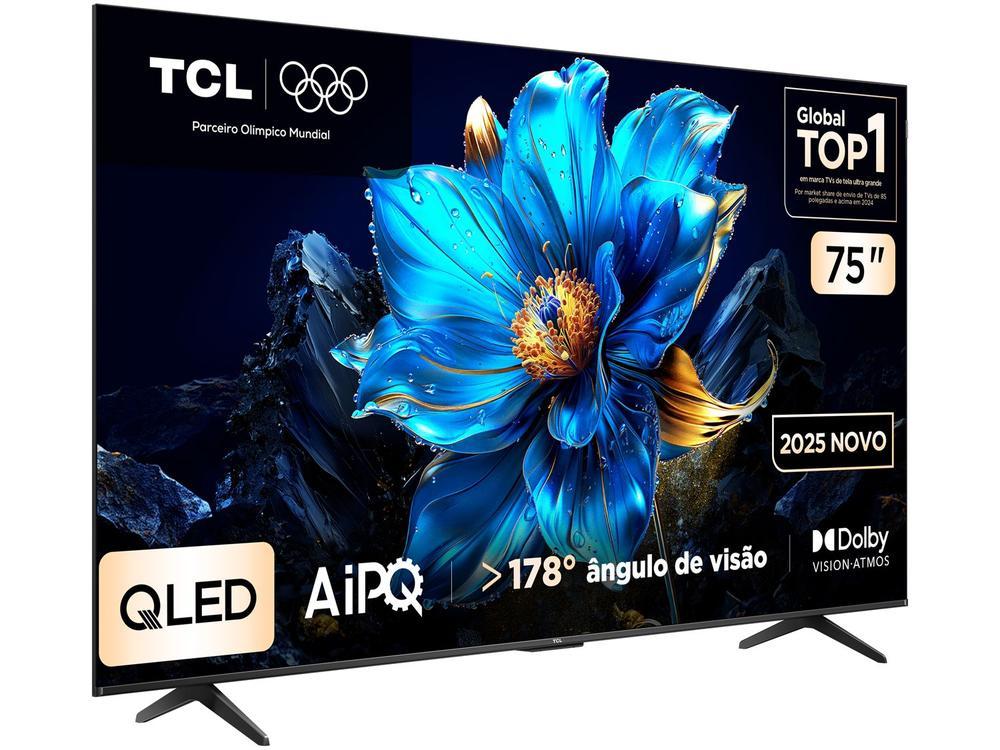 Smart TV 75" TCL 4K UHD QLED 75P7K Google TV AiPQ Google Assistente 3 HDMI 1 USB - 3