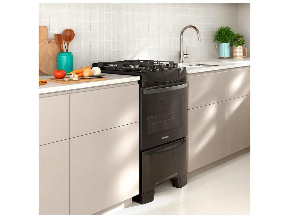 Fogão 4 Bocas Continental Inox Preto FC4GB - 7