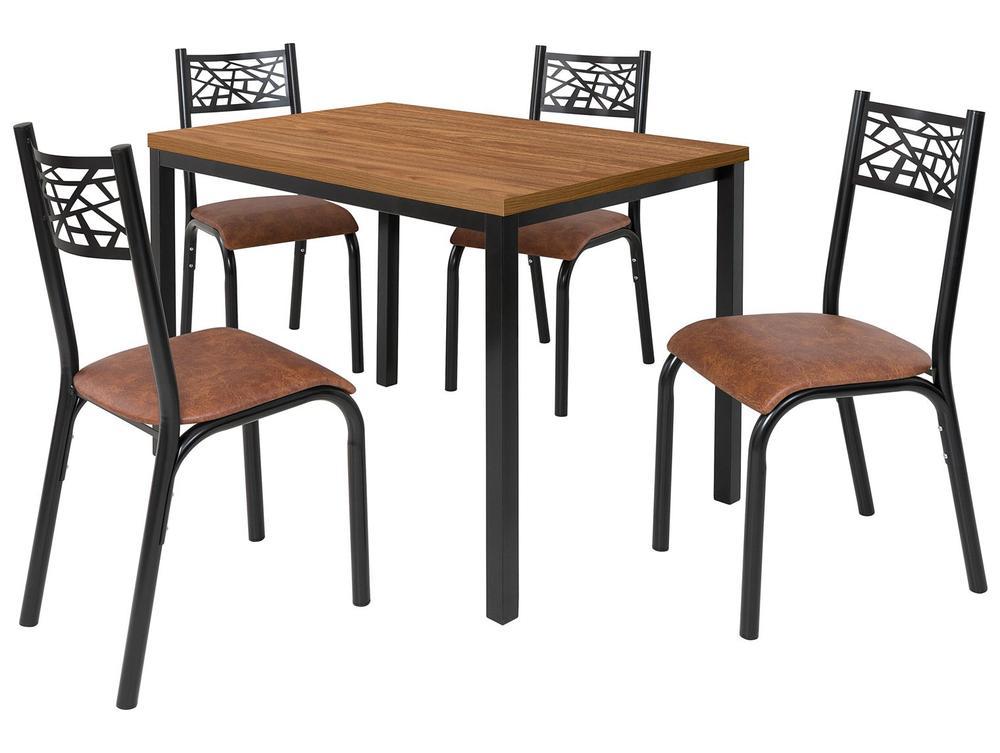 Mesa de Jantar 4 Cadeiras Retangular Freijó e Caramelo Ciplafe Jade - 4