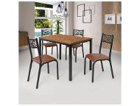 Mesa de Jantar 4 Cadeiras Retangular Freijó e Caramelo Ciplafe Jade - 1