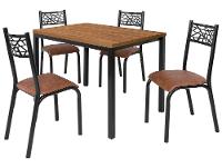 Mesa de Jantar 4 Cadeiras Retangular Freijó e Caramelo Ciplafe Jade