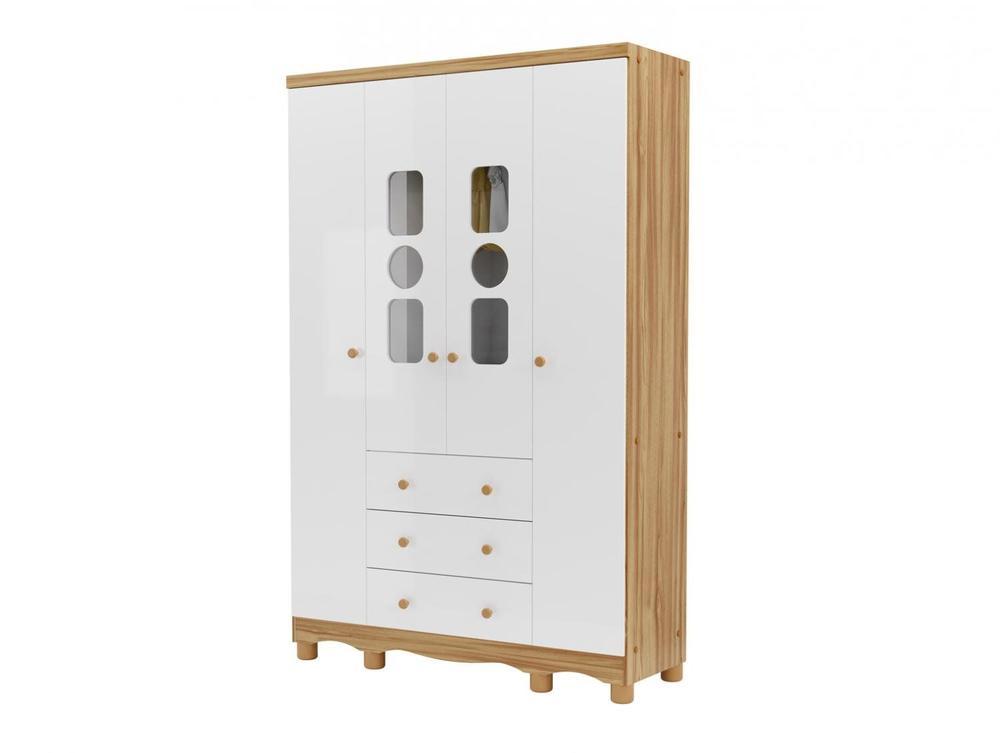 Guarda-roupa de Bebê 3 Gavetas 4 Portas Ninho Móveis Peroba - 1