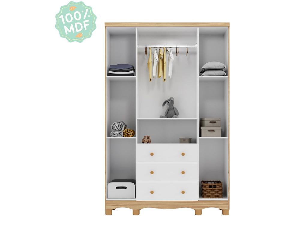 Guarda-roupa de Bebê 3 Gavetas 4 Portas Ninho Móveis Peroba - 8