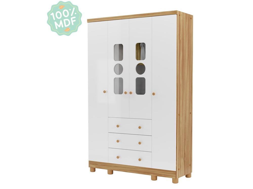 Guarda-roupa de Bebê 3 Gavetas 4 Portas Ninho Móveis Peroba - 9