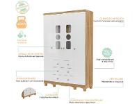 Guarda-roupa de Bebê 3 Gavetas 4 Portas Ninho Móveis Peroba - 6