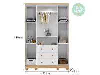 Guarda-roupa de Bebê 3 Gavetas 4 Portas Ninho Móveis Peroba - 7